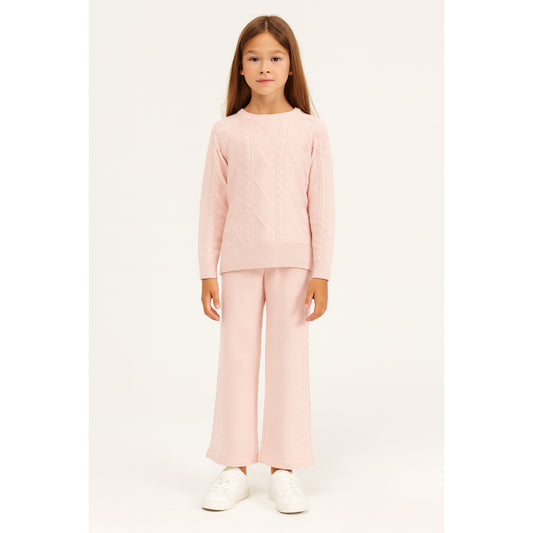 Meisjes strick set – 2-delig met trui en broek, comfortabele knitwear
