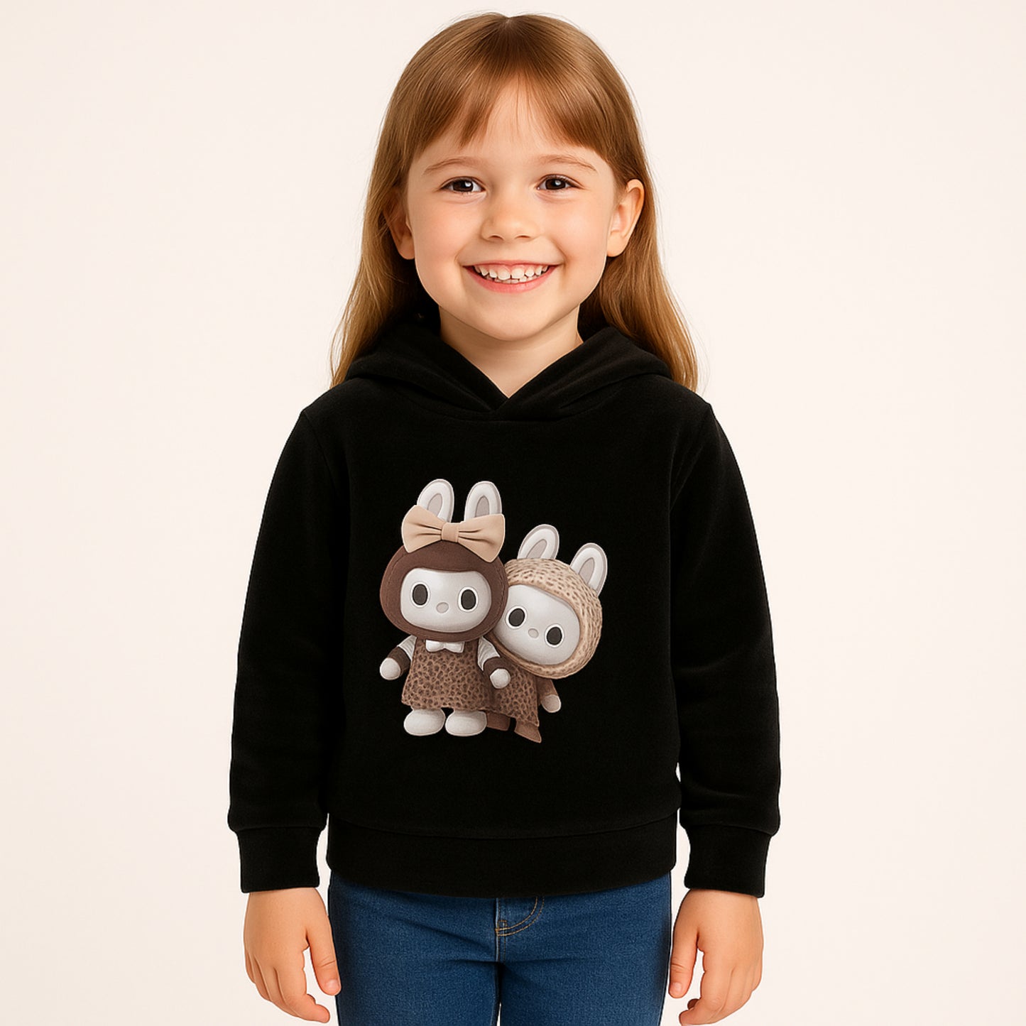 Meisjes hoodie met konijntjes – warme trui met schattige cartoonprint