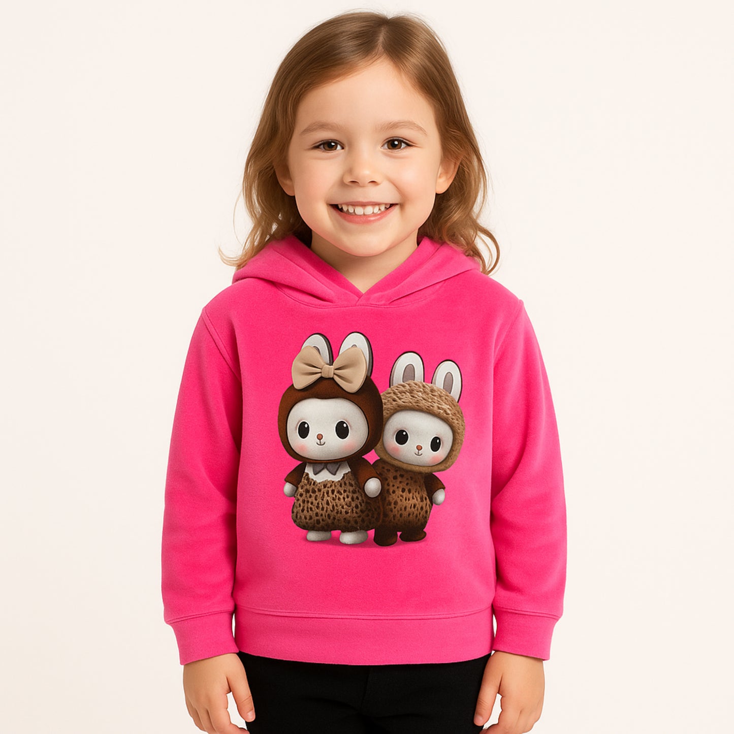 Meisjes hoodie met konijntjes – warme trui met schattige cartoonprint