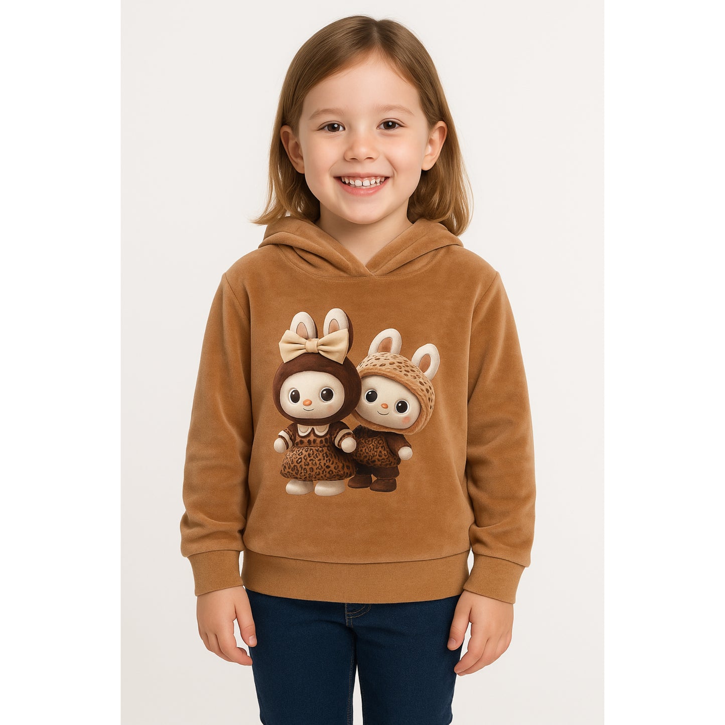 Meisjes hoodie met konijntjes – warme trui met schattige cartoonprint