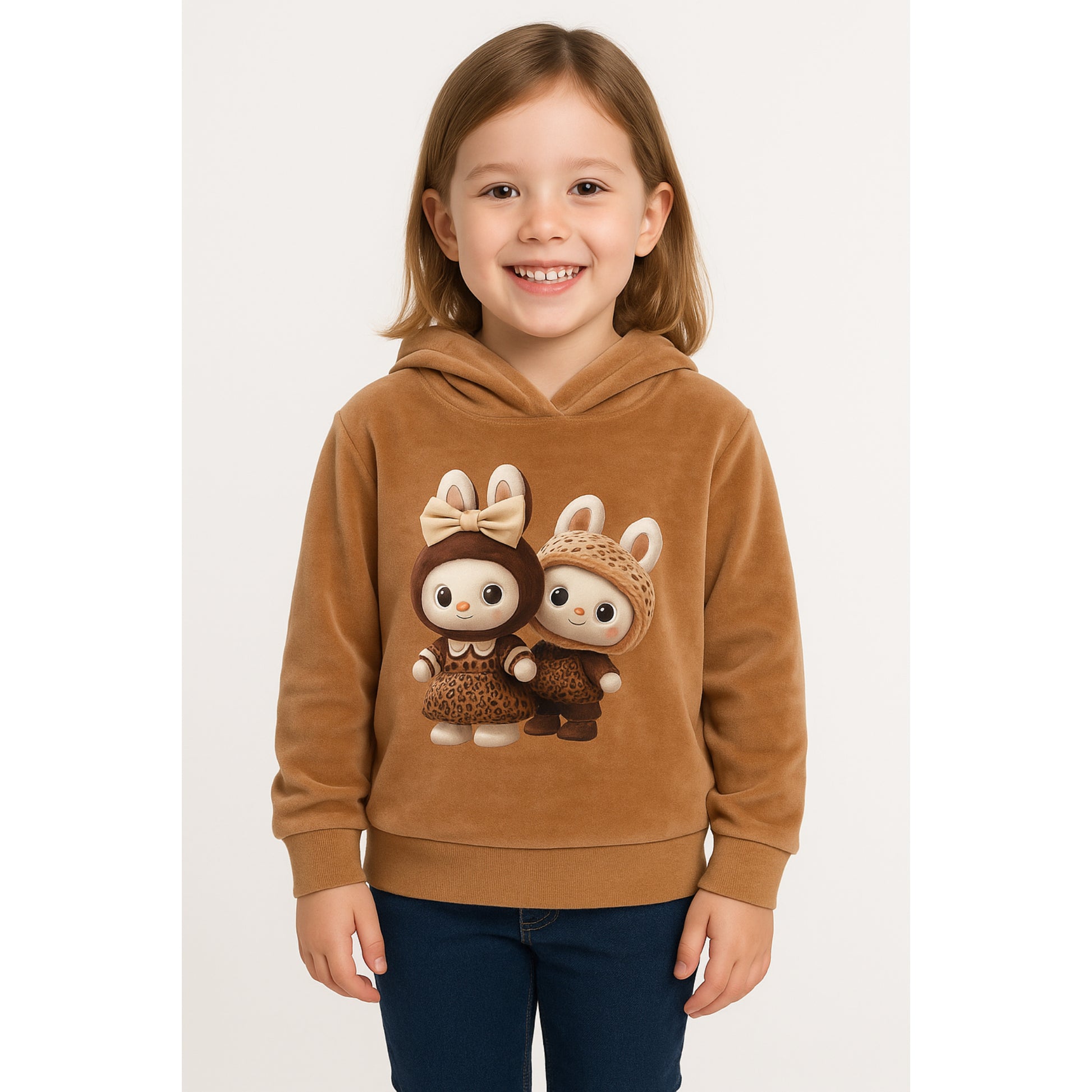 Meisjes hoodie met konijntjes – warme trui met schattige cartoonprint