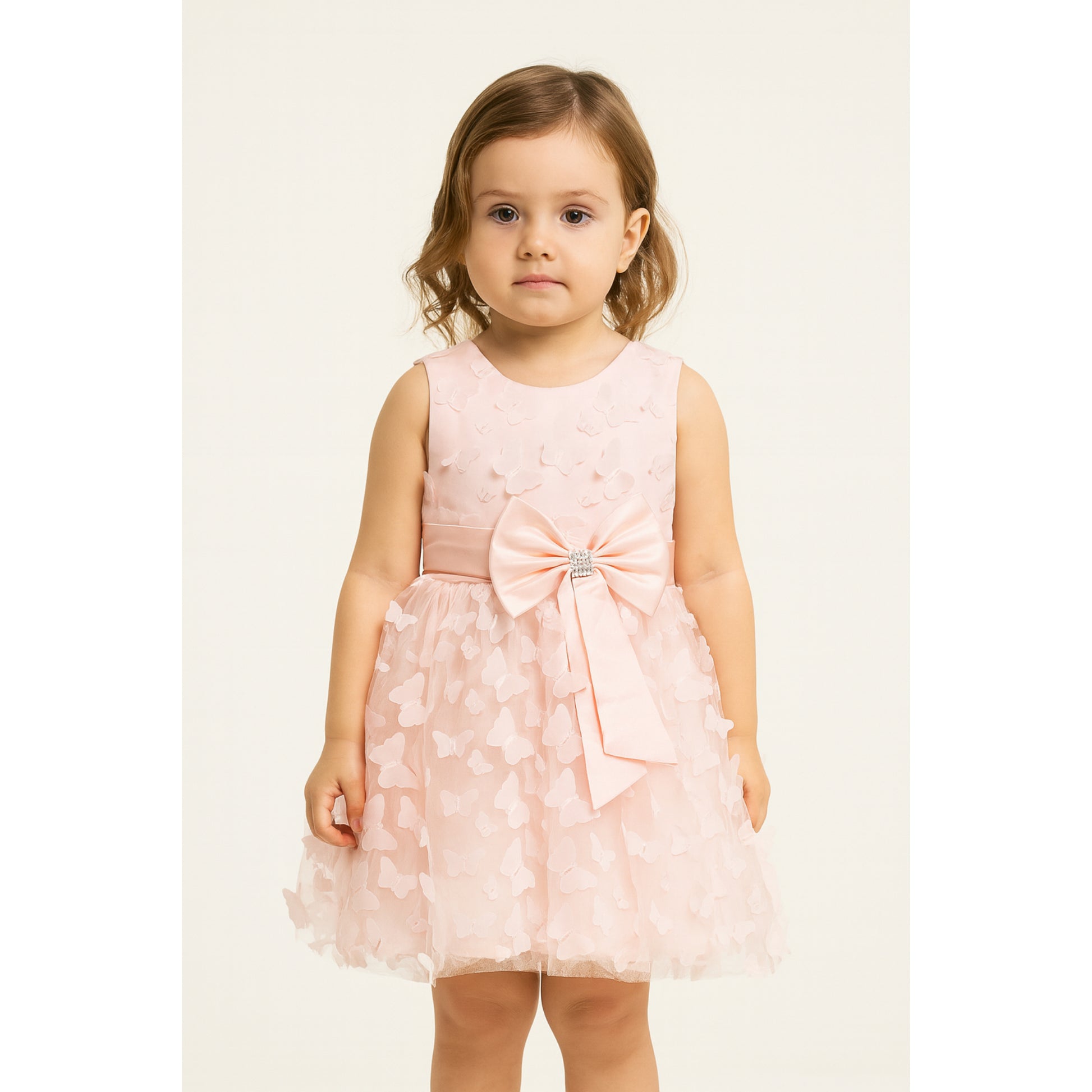 Meisjes Roze Vlinderjurk met Grote Strik