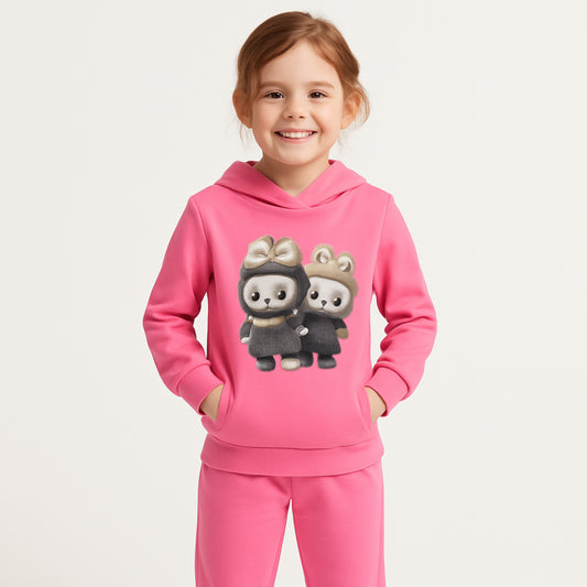 Meisjes trainingspak roze met konijntjes print – hoodie en broek