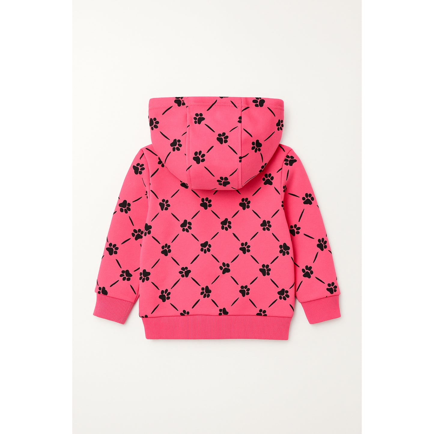Meisjes hoodie roze met pootafdrukken – comfortabele kinderkleding met rits