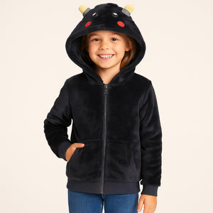 Meisjes hoodie met rits – teddy fleece wit of zwart