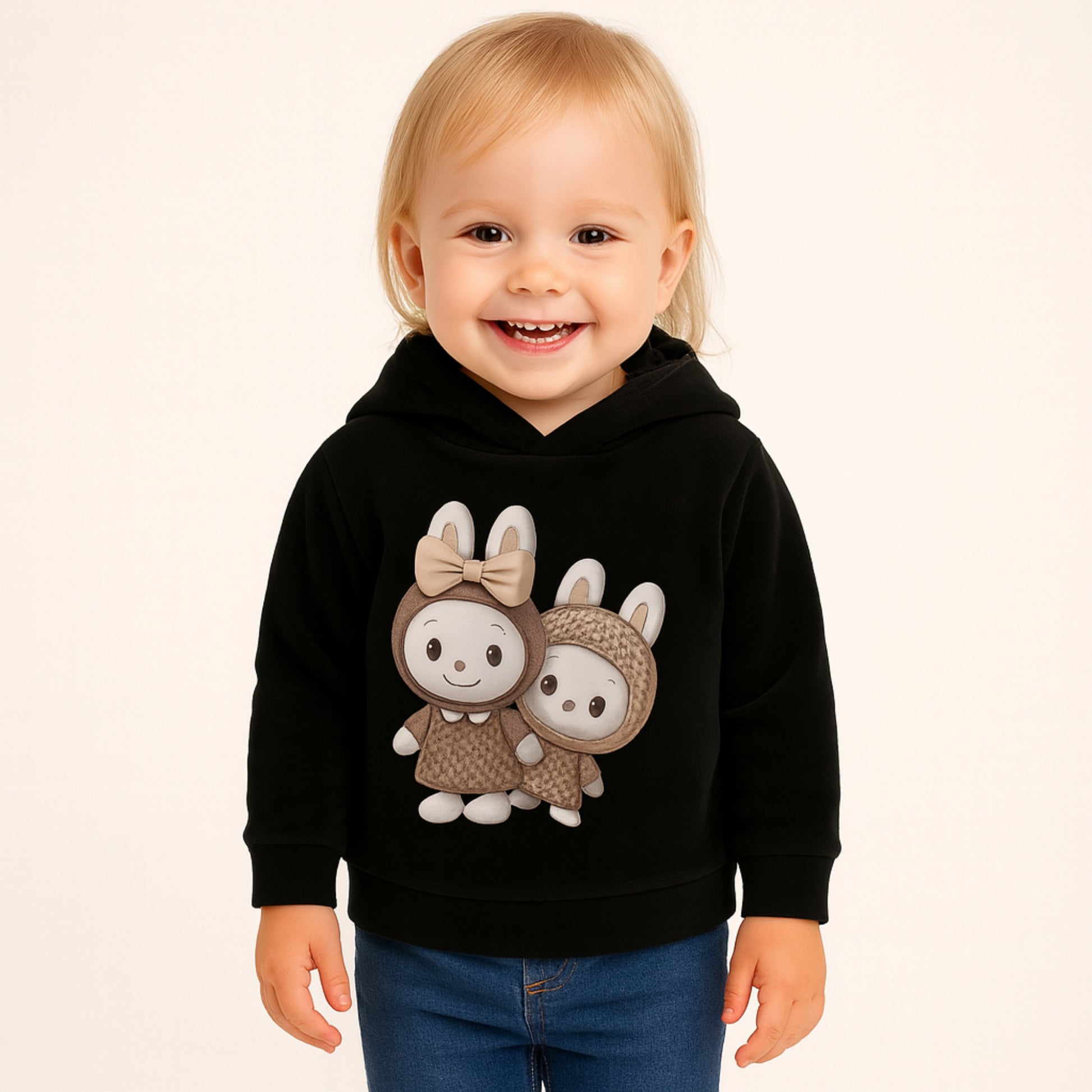 Meisjes hoodie met konijntjes – warme trui met schattige cartoonprint