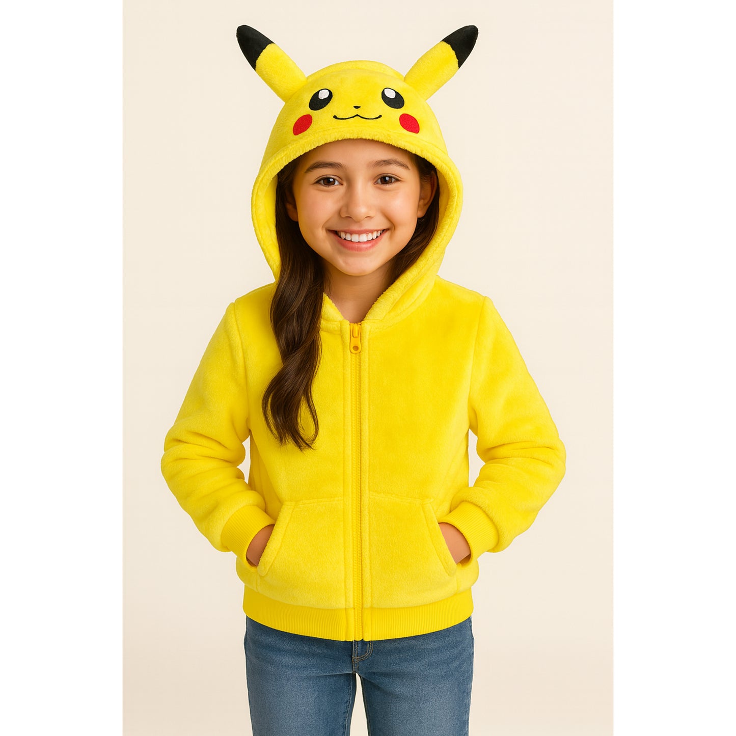 Meisjes hoodie met rits – teddy fleece wit of zwart
