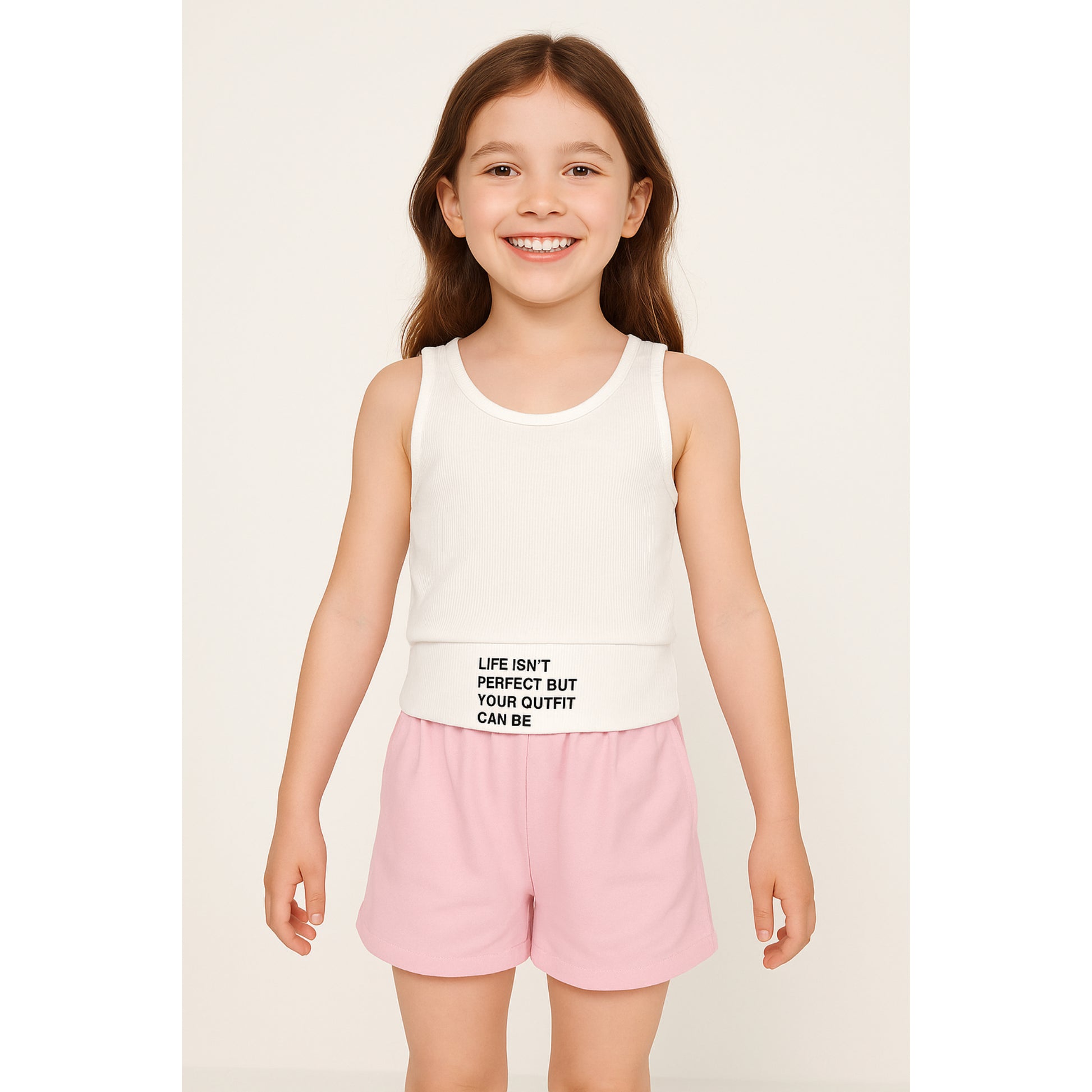 Meisjes Witte Crop Top en Mintgroene Shorts Zomerset