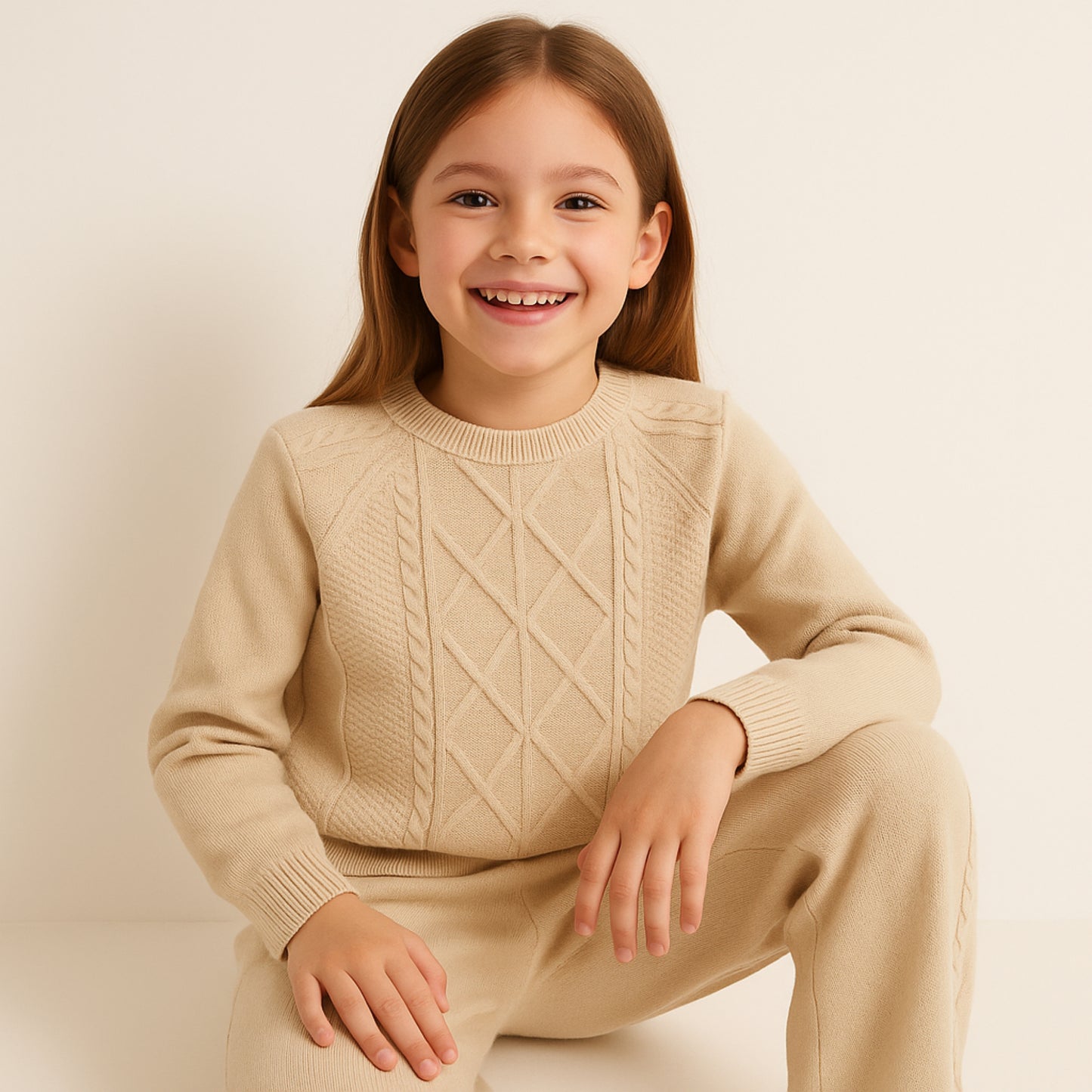 Meisjes strick set – 2-delig met trui en broek, comfortabele knitwear