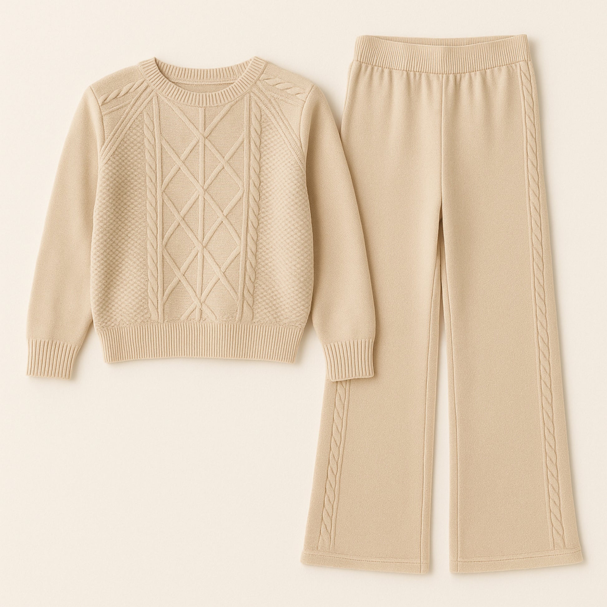 Meisjes strick set – 2-delig met trui en broek, comfortabele knitwear