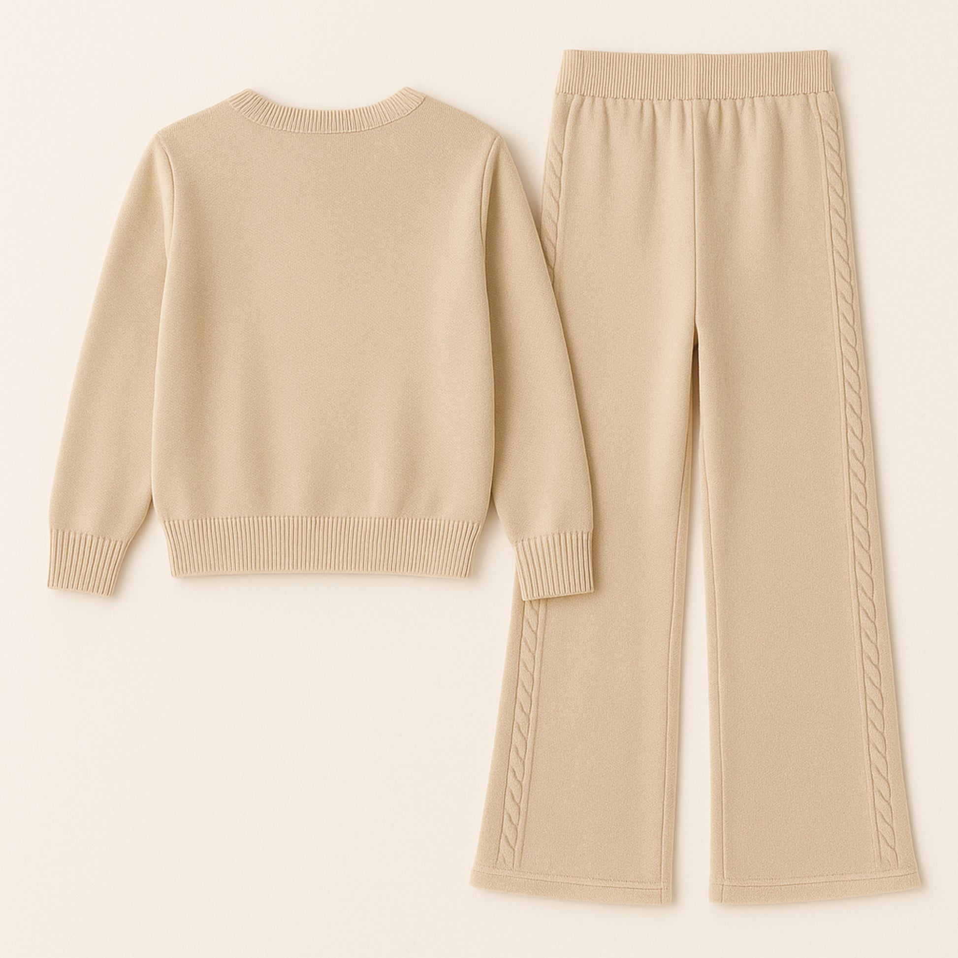 Meisjes strick set – 2-delig met trui en broek, comfortabele knitwear