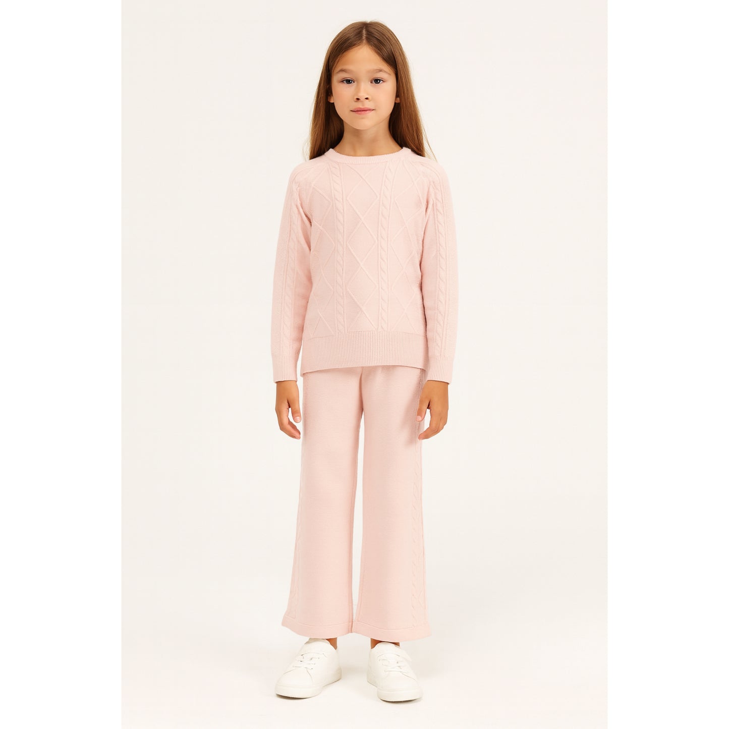 Meisjes strick set – 2-delig met trui en broek, comfortabele knitwear