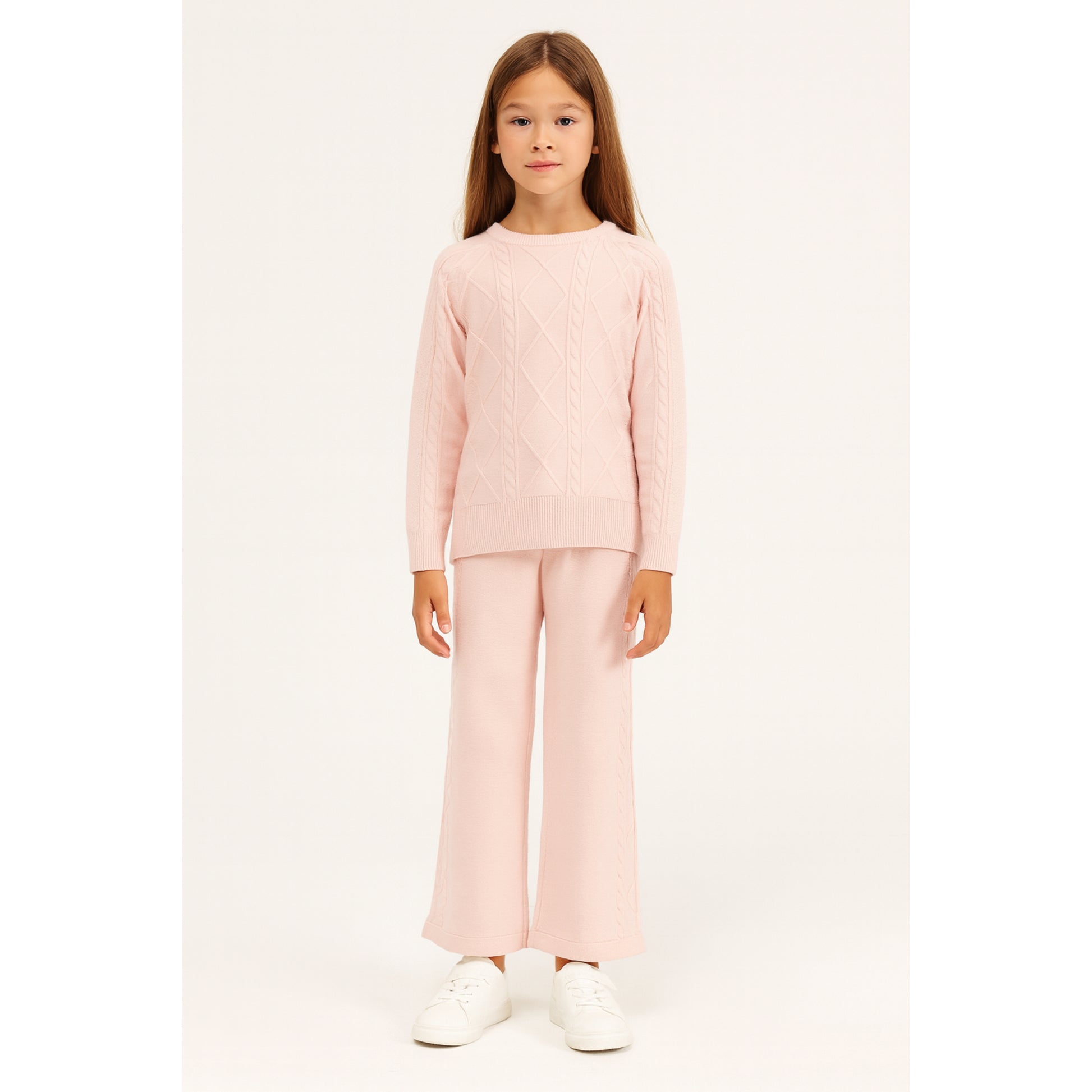 Meisjes strick set – 2-delig met trui en broek, comfortabele knitwear