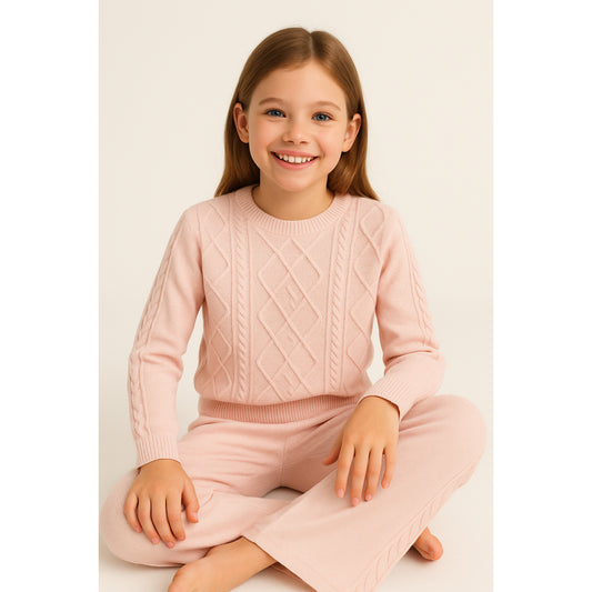 Meisjes strick set – 2-delig met trui en broek, comfortabele knitwear