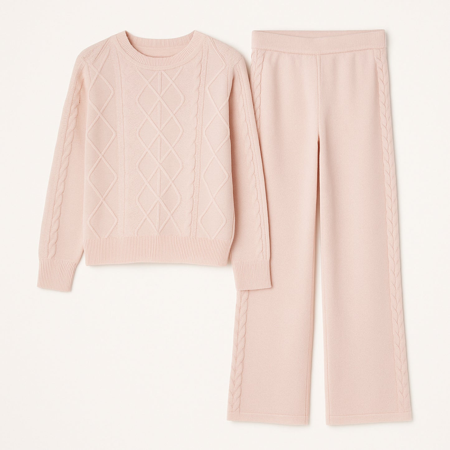 Meisjes strick set – 2-delig met trui en broek, comfortabele knitwear