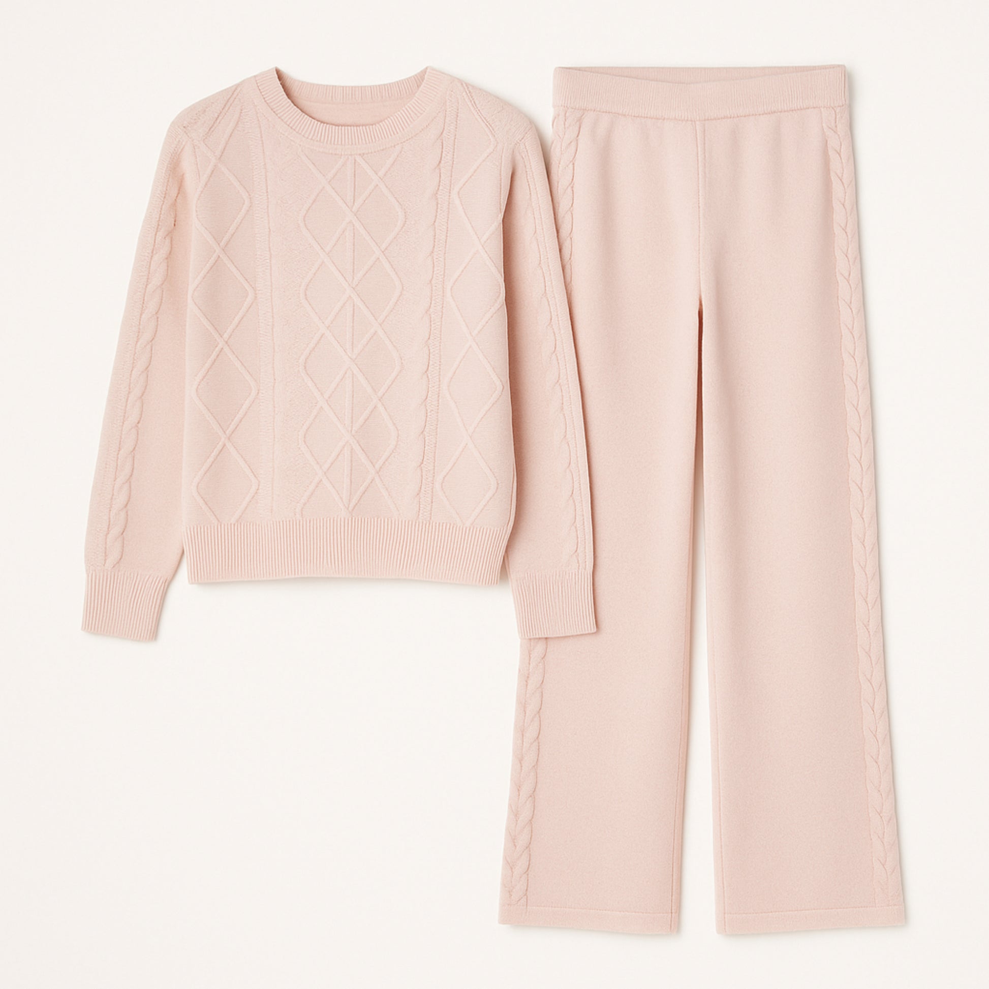 Meisjes strick set – 2-delig met trui en broek, comfortabele knitwear