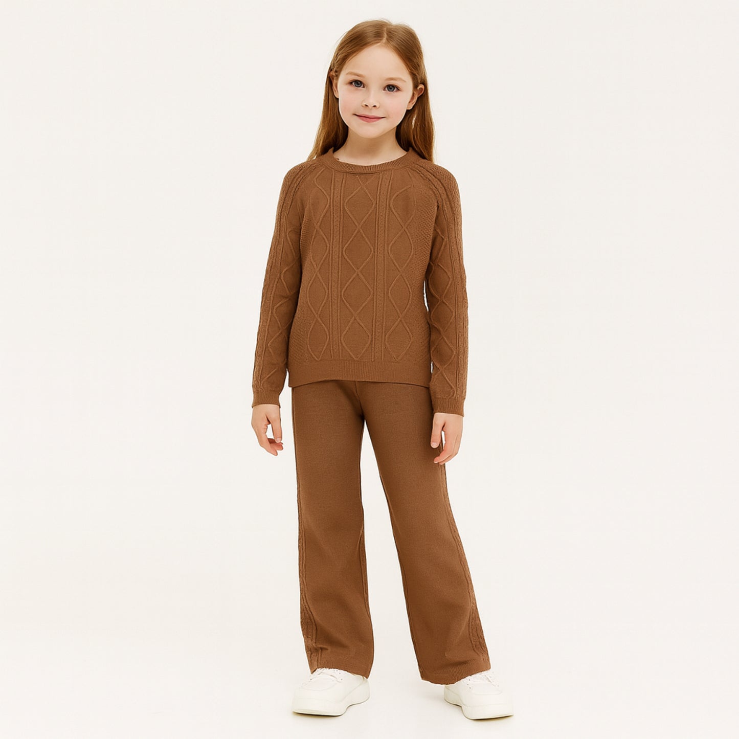 Meisjes strick set – 2-delig met trui en broek, comfortabele knitwear