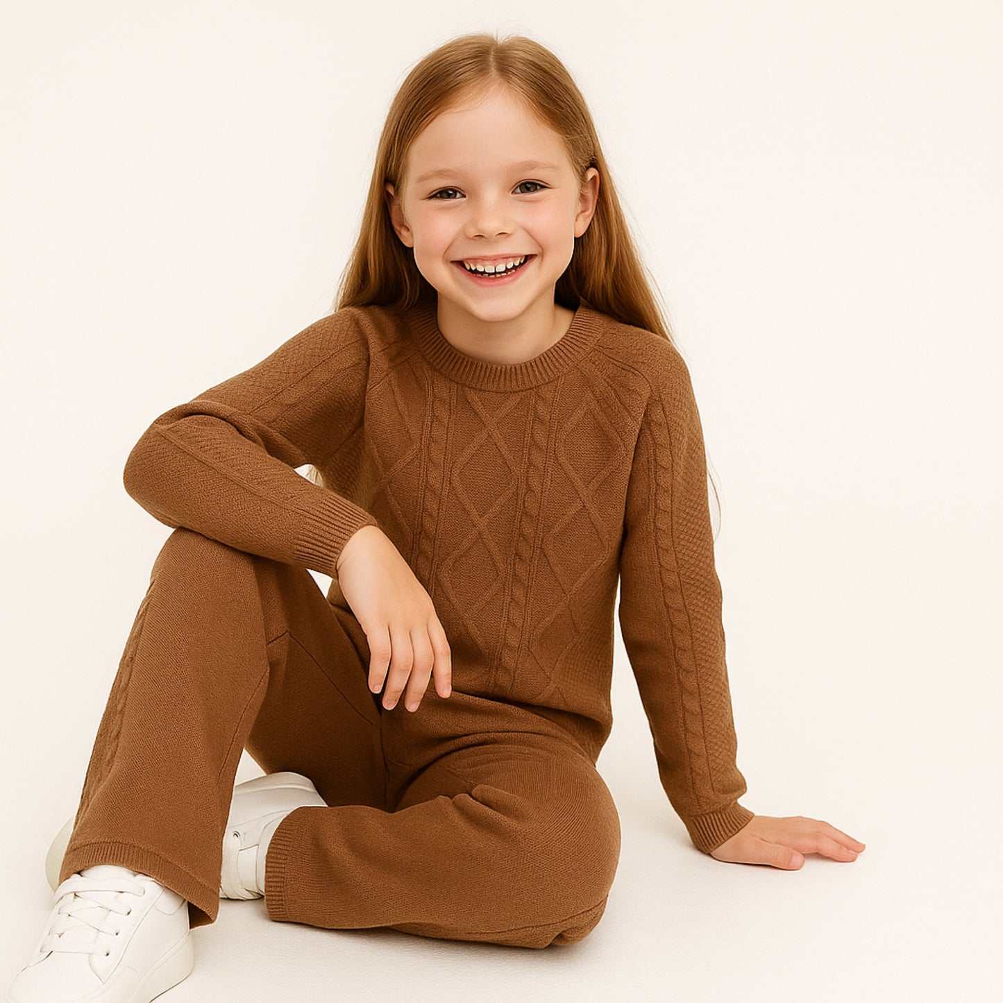 Meisjes strick set – 2-delig met trui en broek, comfortabele knitwear