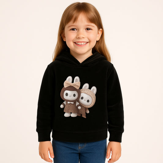 Meisjes hoodie met konijntjes – warme trui met schattige cartoonprint