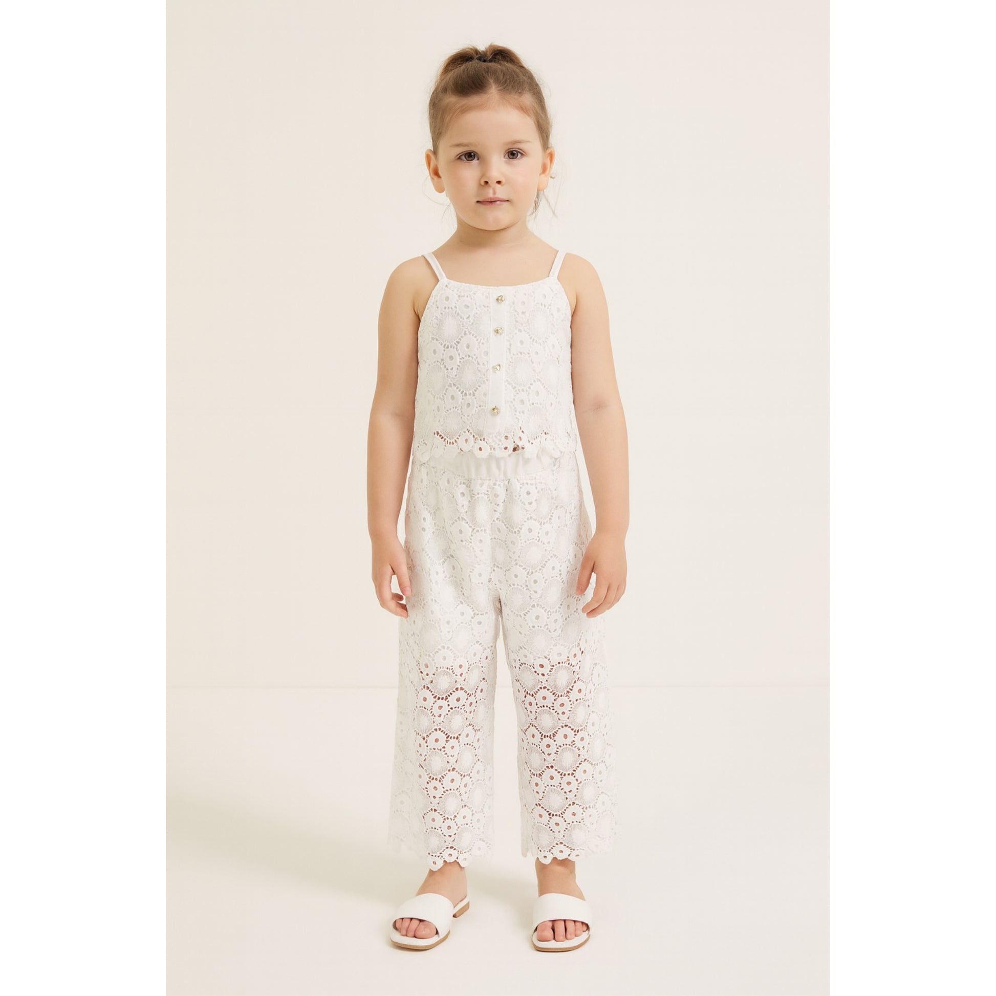 Meisjes tweedelig setje wit – kanten top & broek