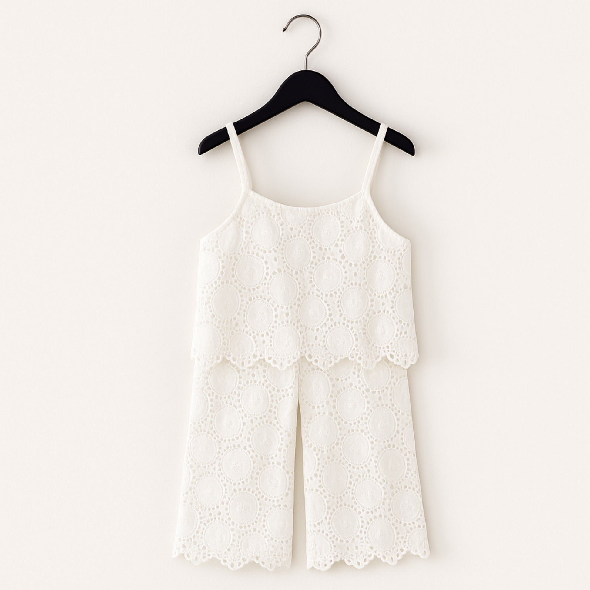 Meisjes tweedelig setje wit – kanten top & broek