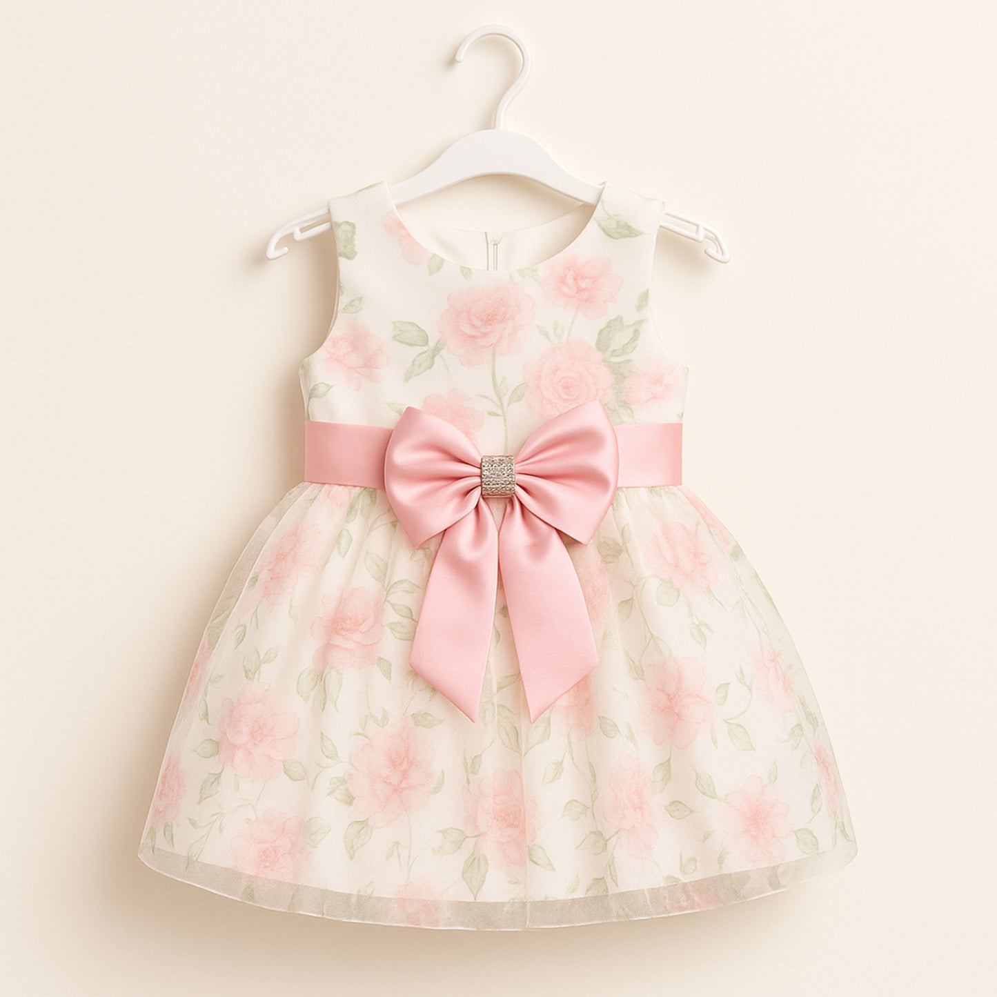 Meisjes Gebloemde Jurk met Roze Strik – Elegante Zomerjurk