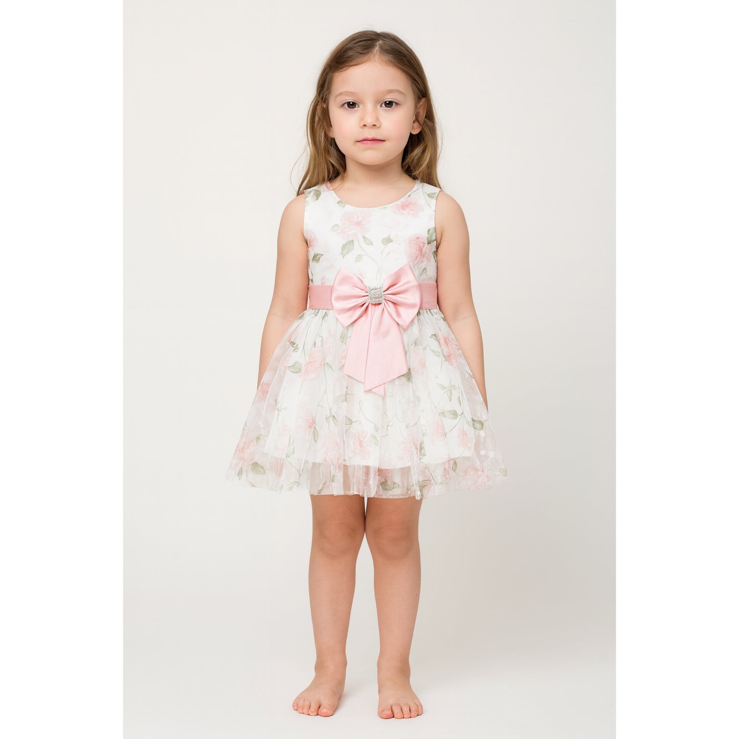Meisjes Gebloemde Jurk met Roze Strik – Elegante Zomerjurk