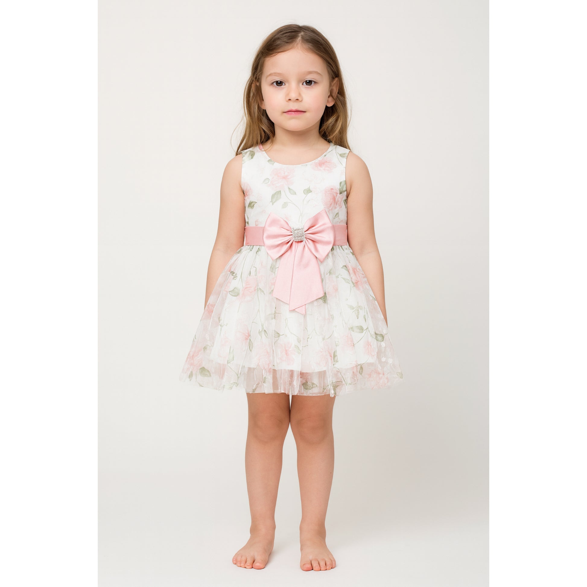 Meisjes Gebloemde Jurk met Roze Strik – Elegante Zomerjurk