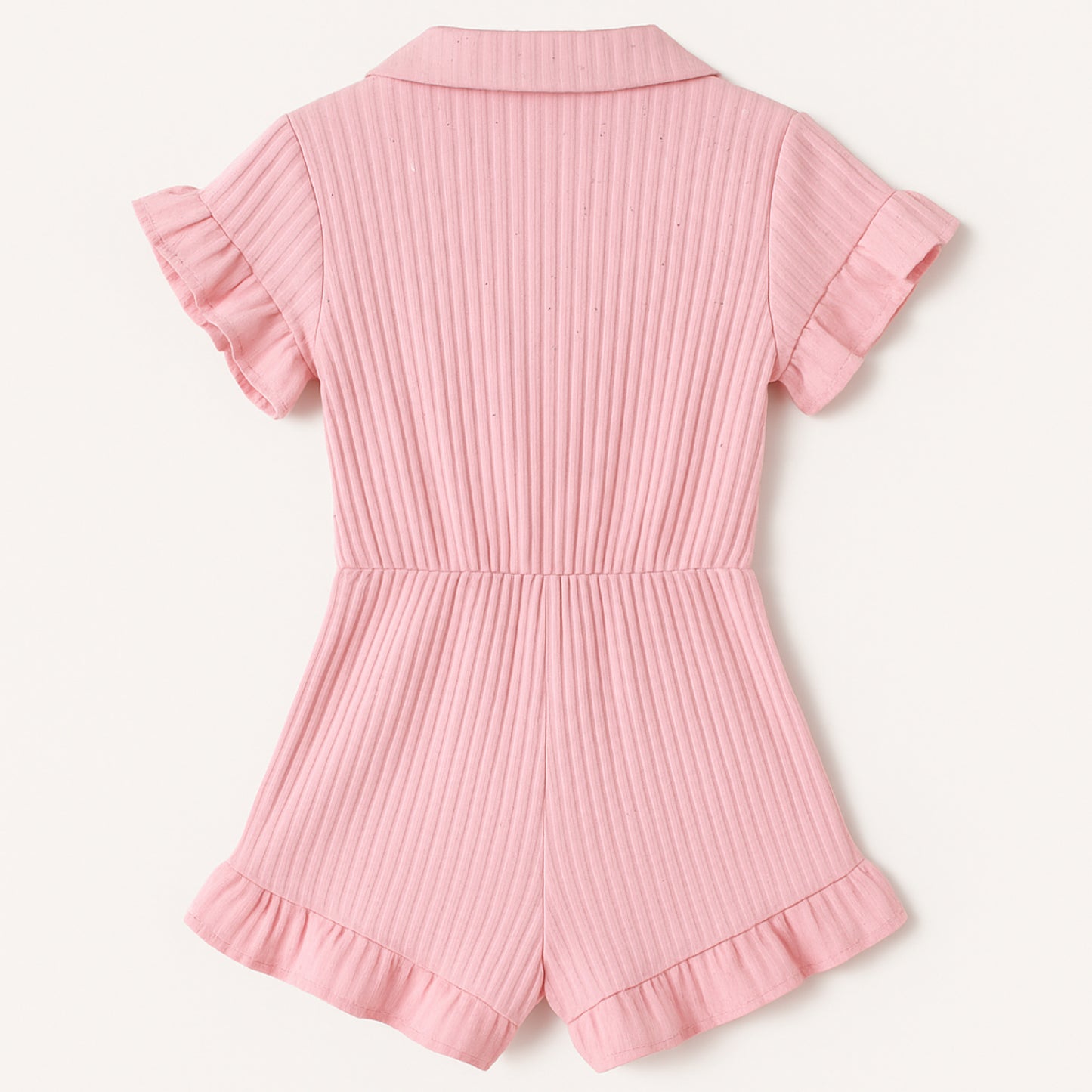 Meisjes romper roze met kraag en ruffle details – zomerse jumpsuit