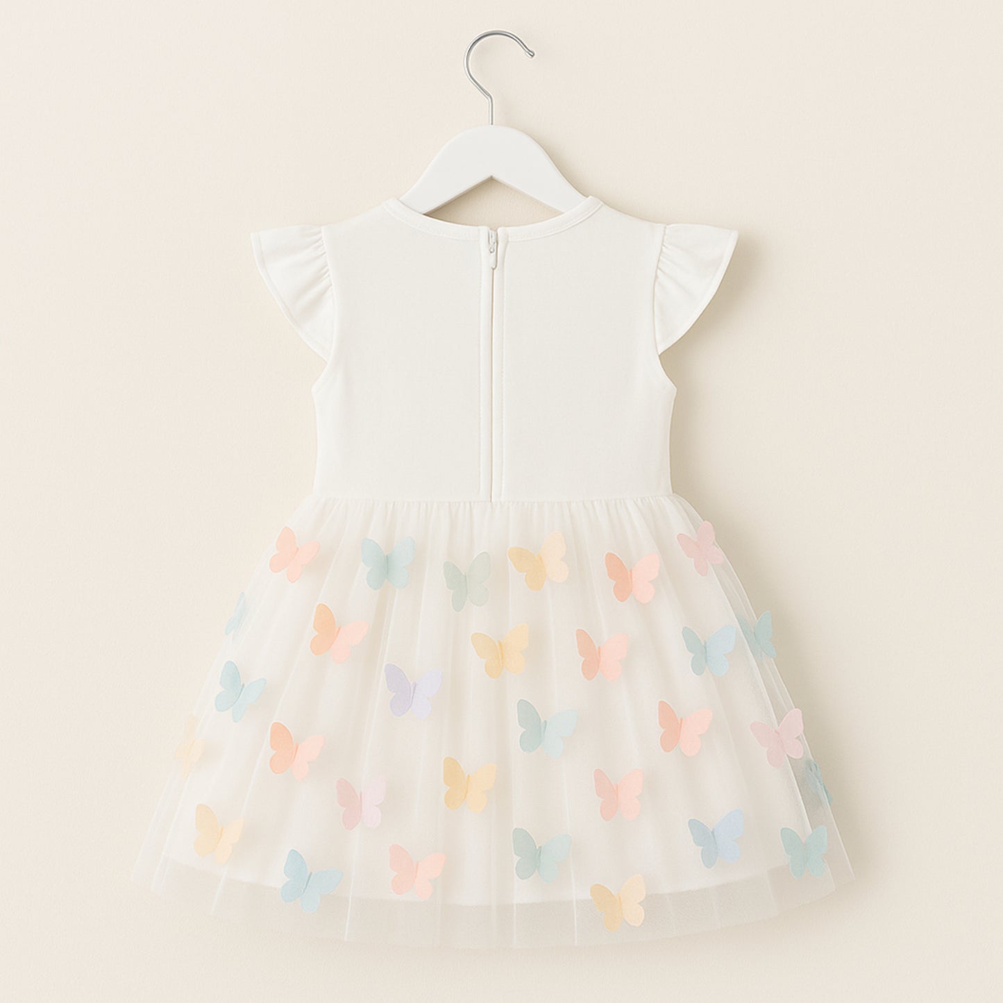 Meisjes Witte Vlinderjurk met Pailletten en Tulle Rok
