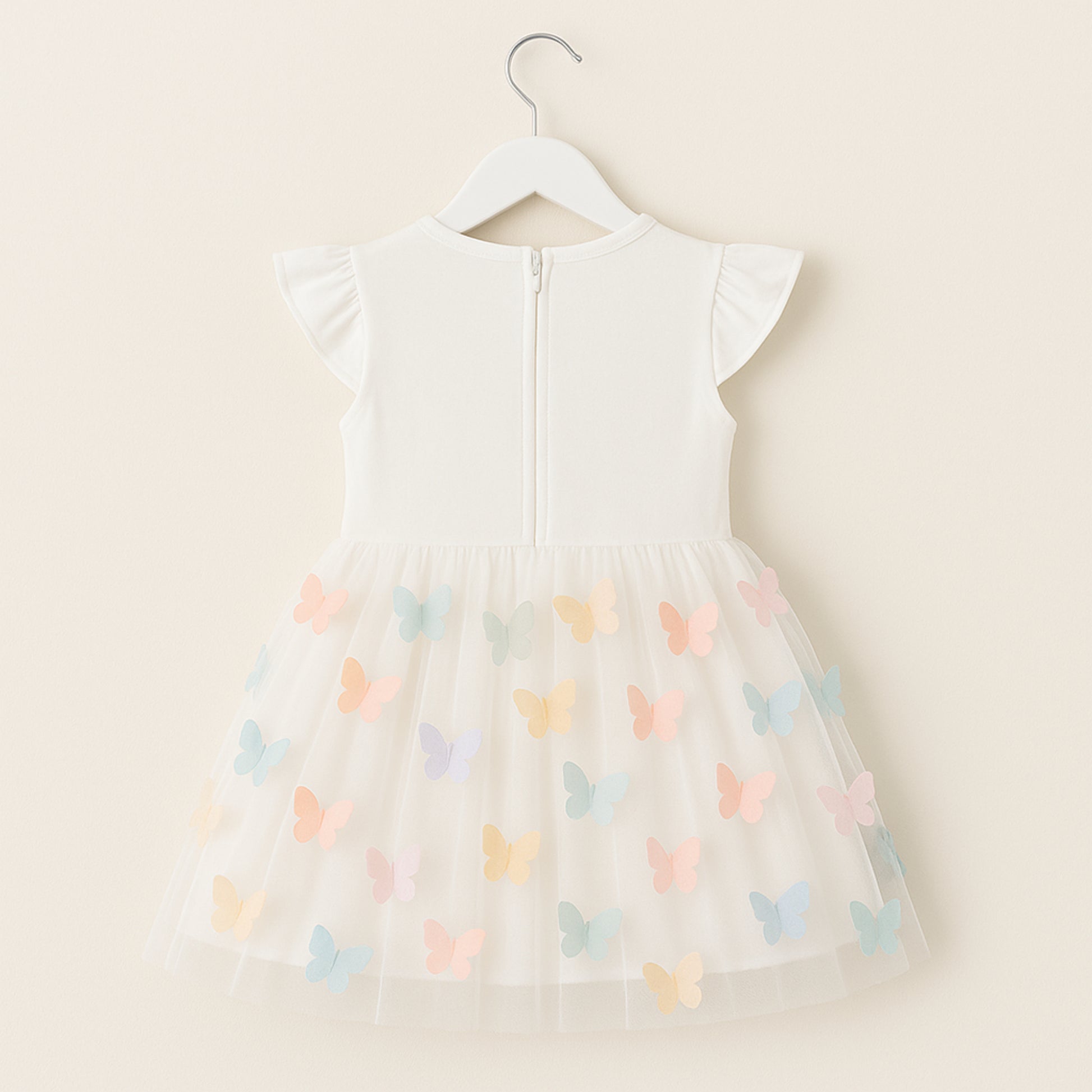 Meisjes Witte Vlinderjurk met Pailletten en Tulle Rok