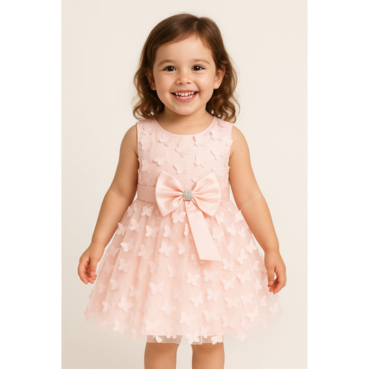 Meisjes Roze Vlinderjurk met Grote Strik