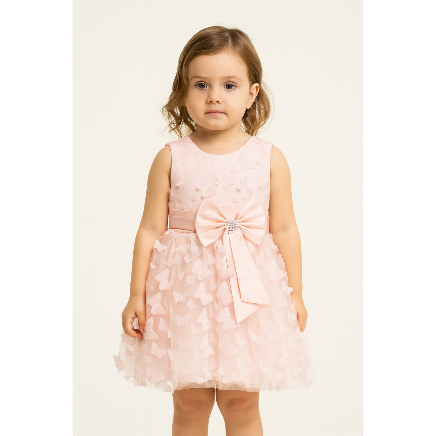 Meisjes Roze Vlinderjurk met Grote Strik