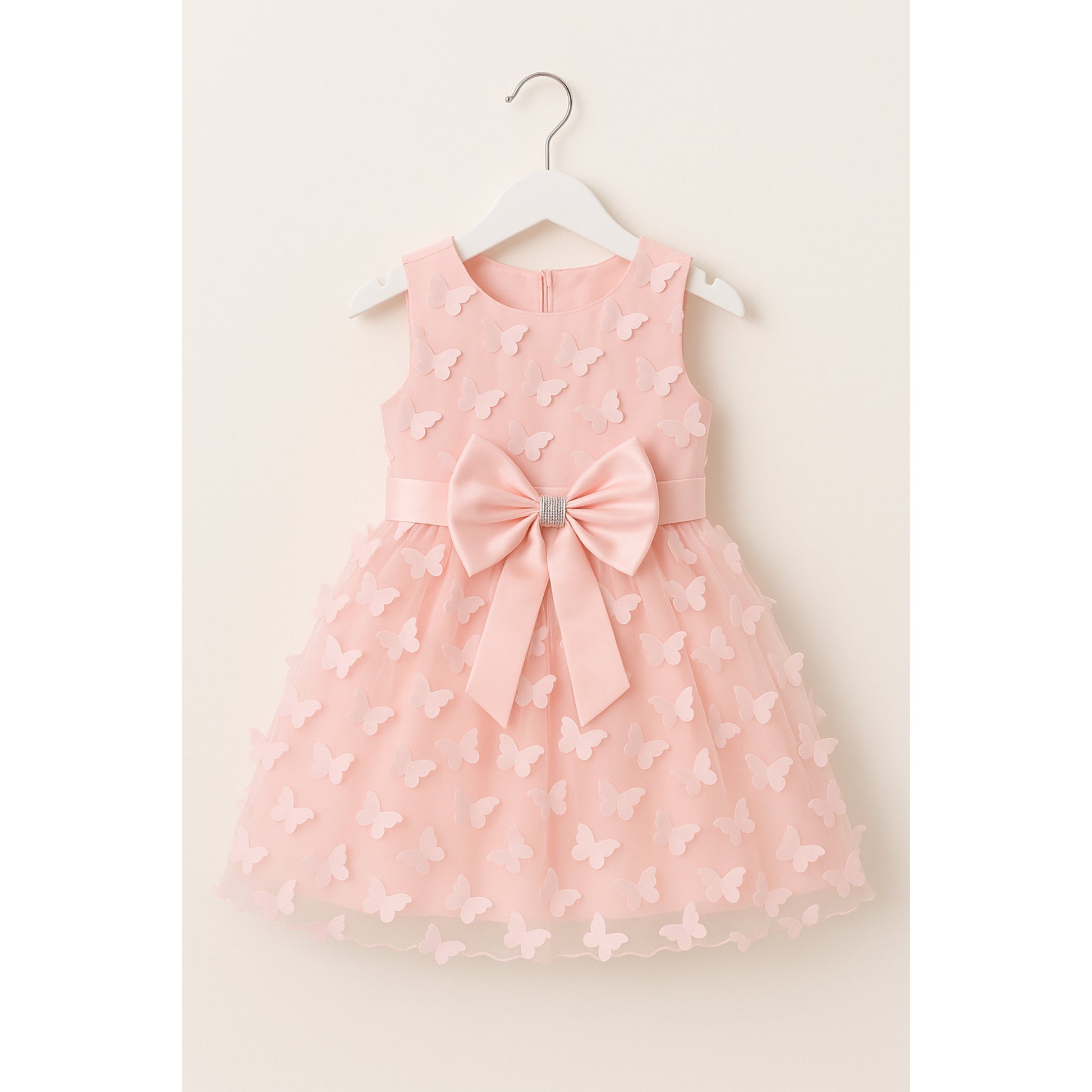 Meisjes Roze Vlinderjurk met Grote Strik