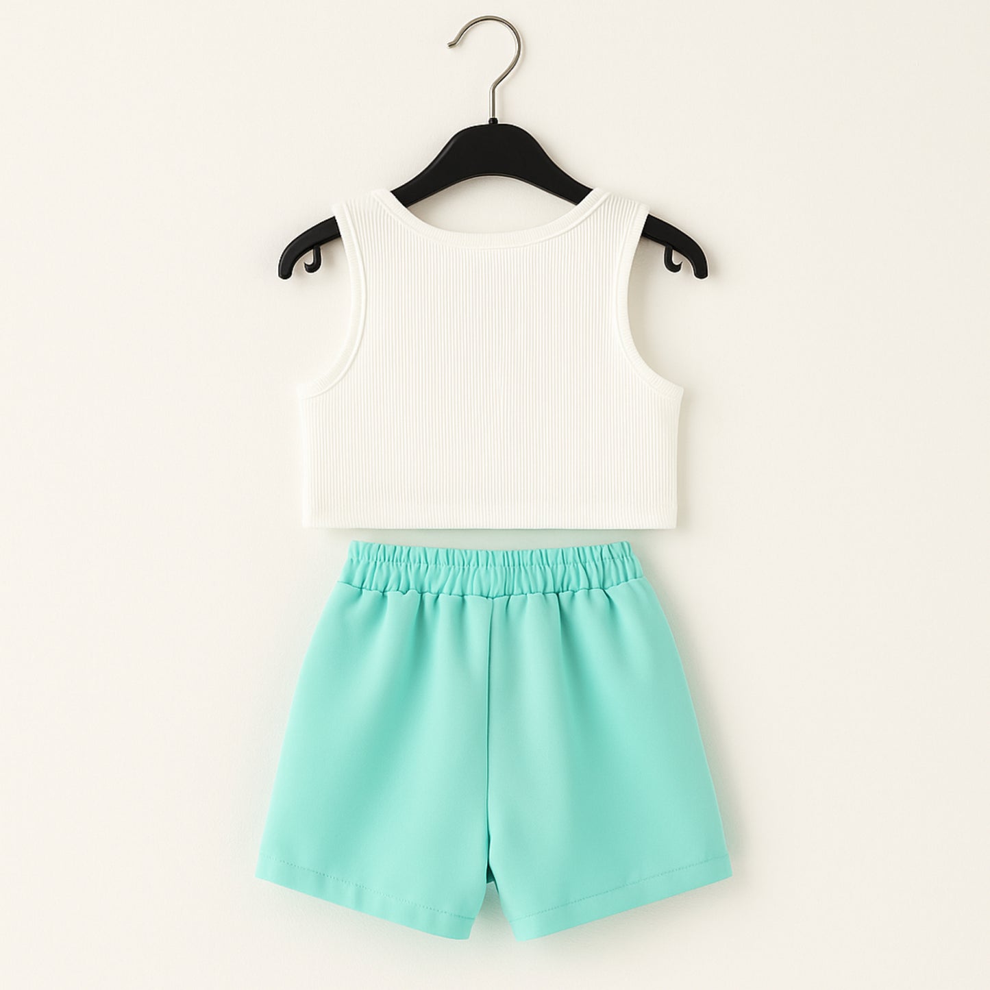 Meisjes Witte Crop Top en Mintgroene Shorts Zomerset