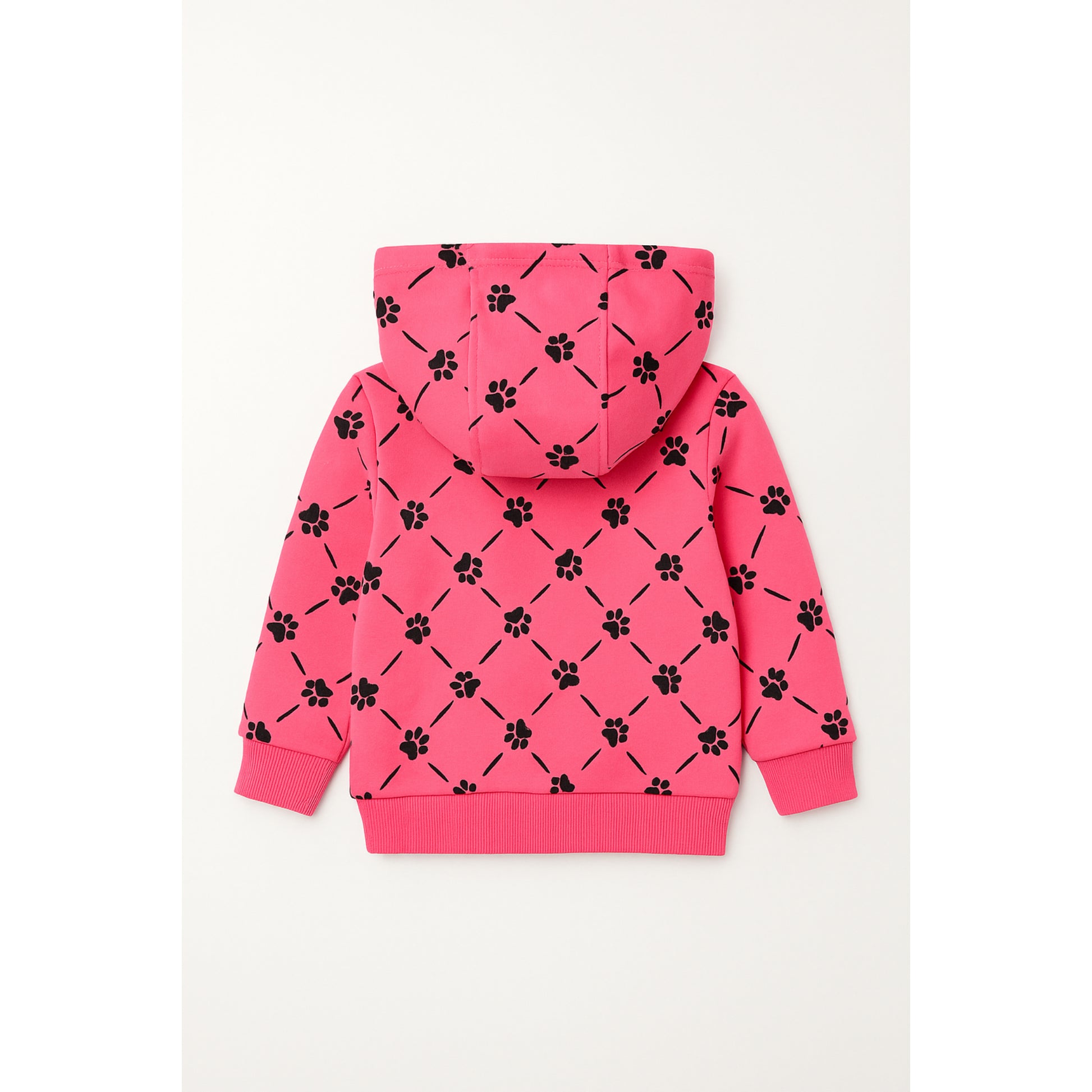 Meisjes hoodie roze met pootafdrukken – comfortabele kinderkleding met rits