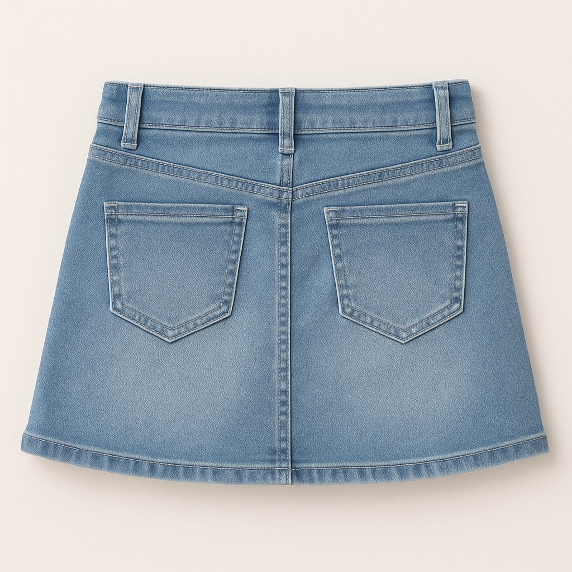 Meisjes denim rokje – klassiek blauw spijkerrokje met zakken
