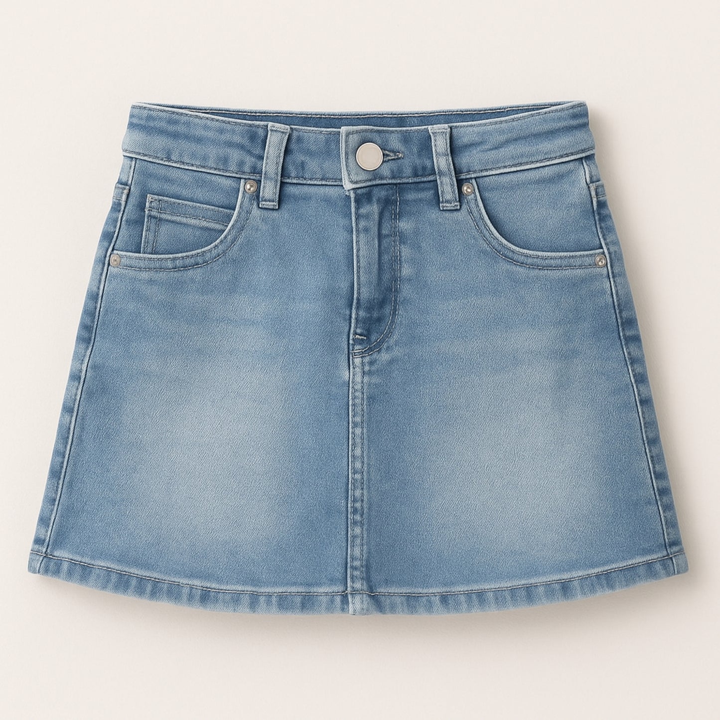 Meisjes denim rokje – klassiek blauw spijkerrokje met zakken