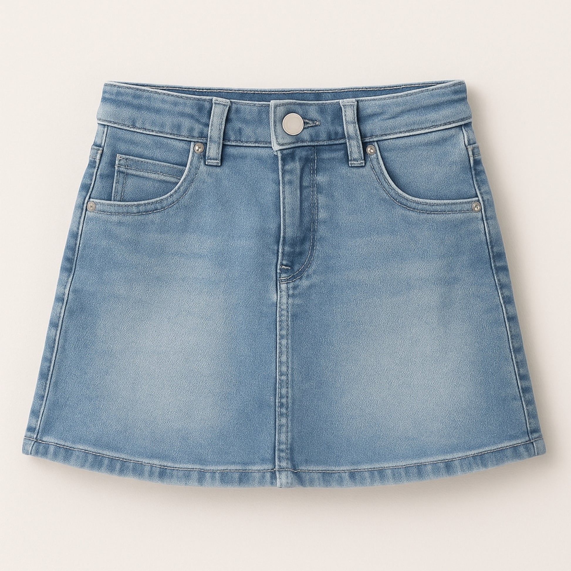 Meisjes denim rokje – klassiek blauw spijkerrokje met zakken