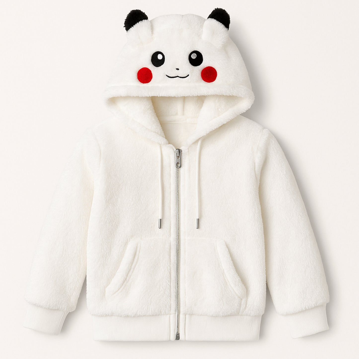 Meisjes hoodie met rits – teddy fleece wit of zwart