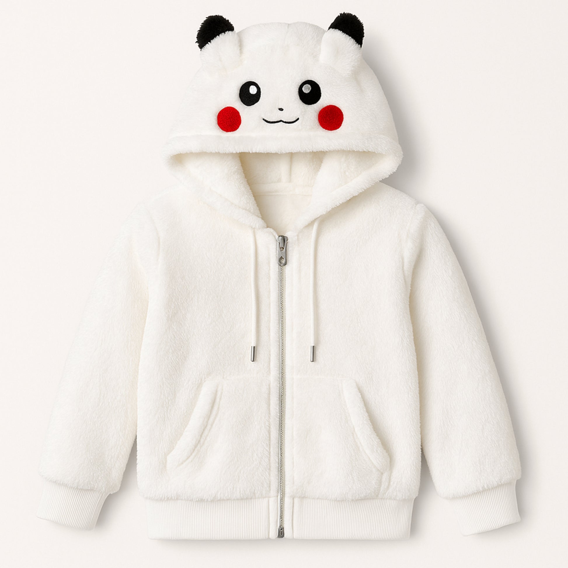 Meisjes hoodie met rits – teddy fleece wit of zwart