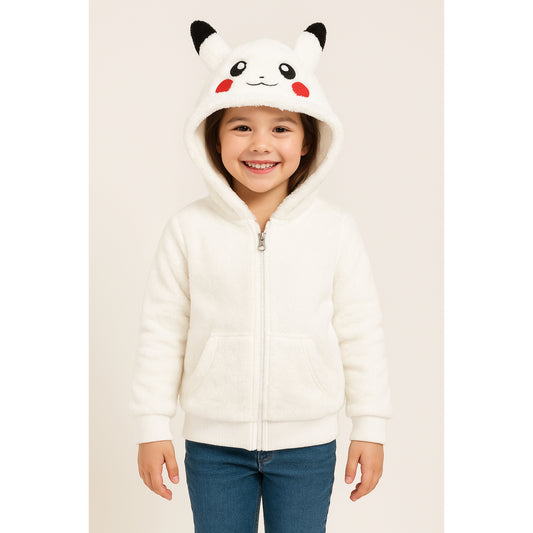 Meisjes hoodie met rits – teddy fleece wit of zwart