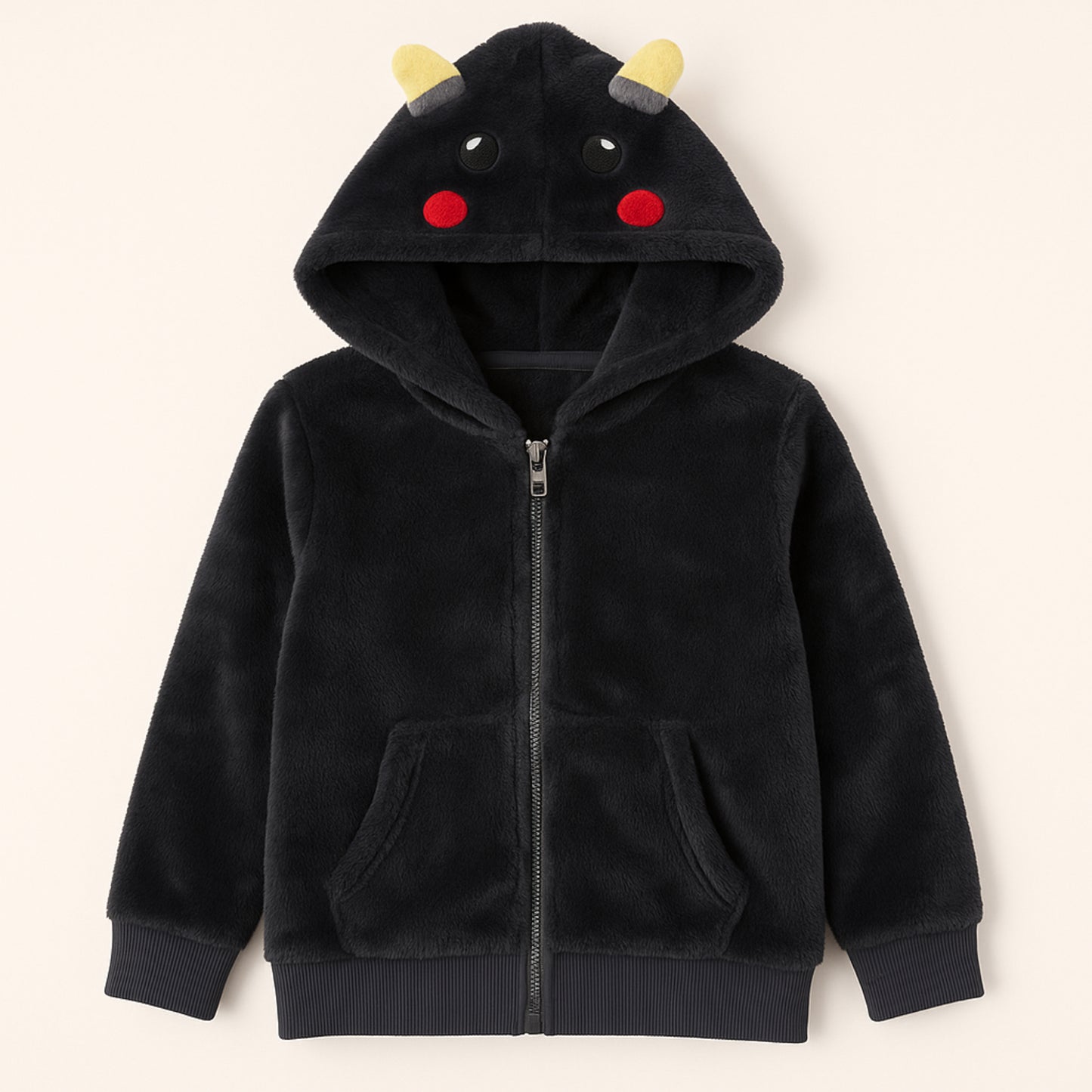 Meisjes hoodie met rits – teddy fleece wit of zwart