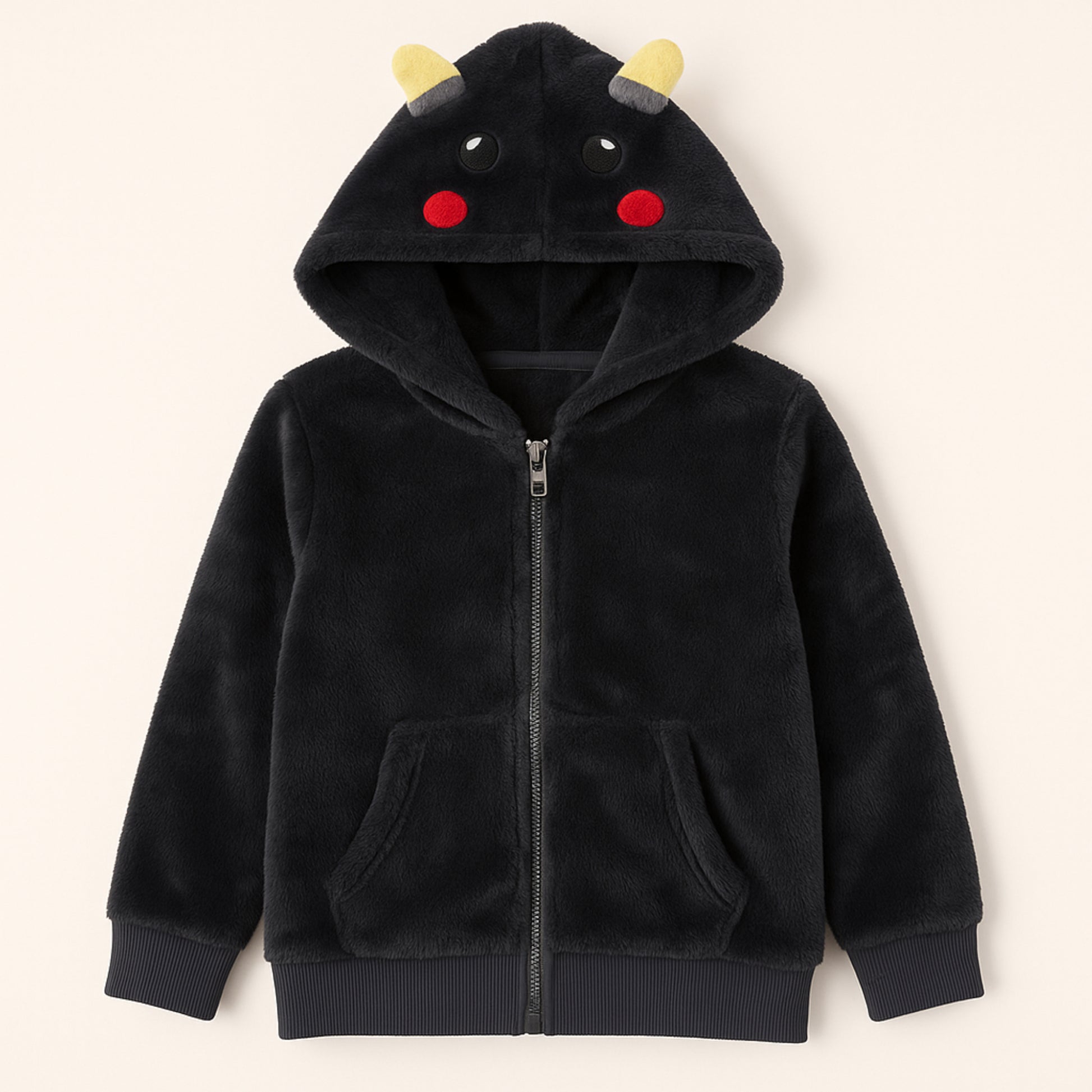 Meisjes hoodie met rits – teddy fleece wit of zwart
