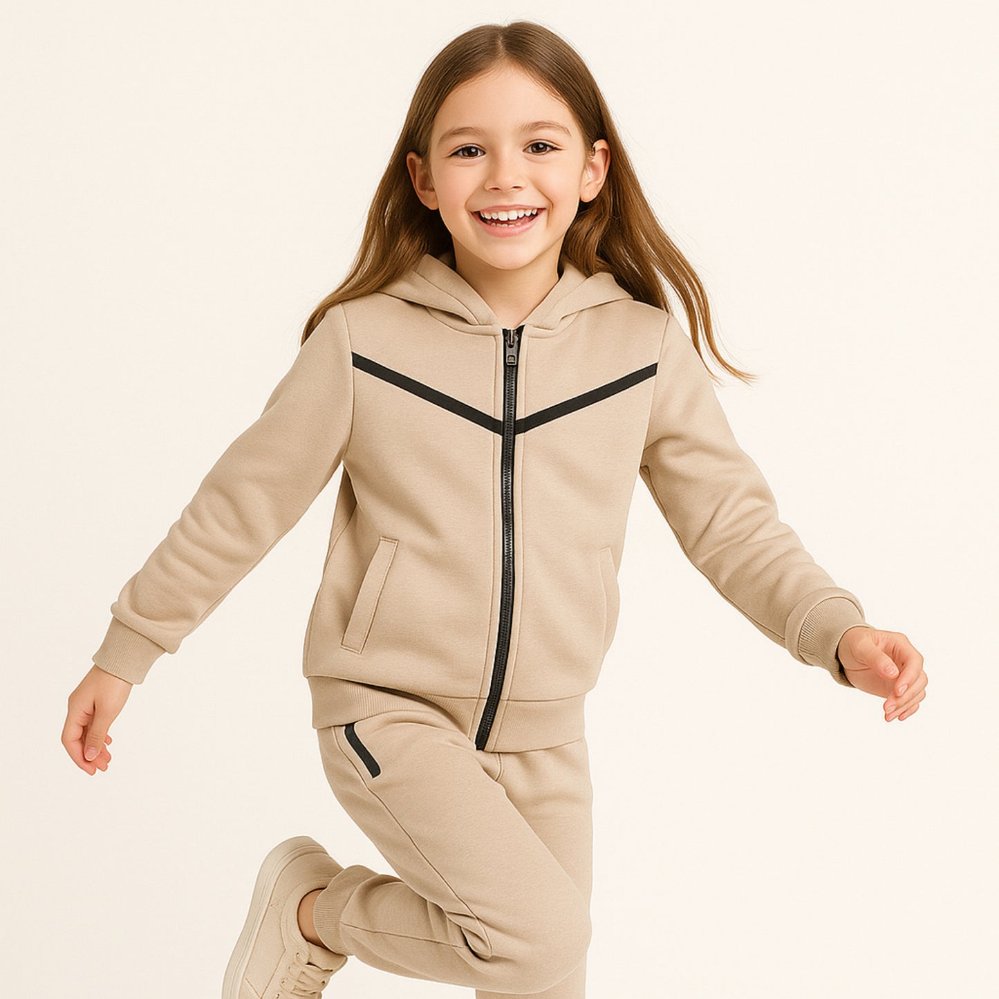 Meisjes joggingpak lila – hoodie met rits en cargobroek