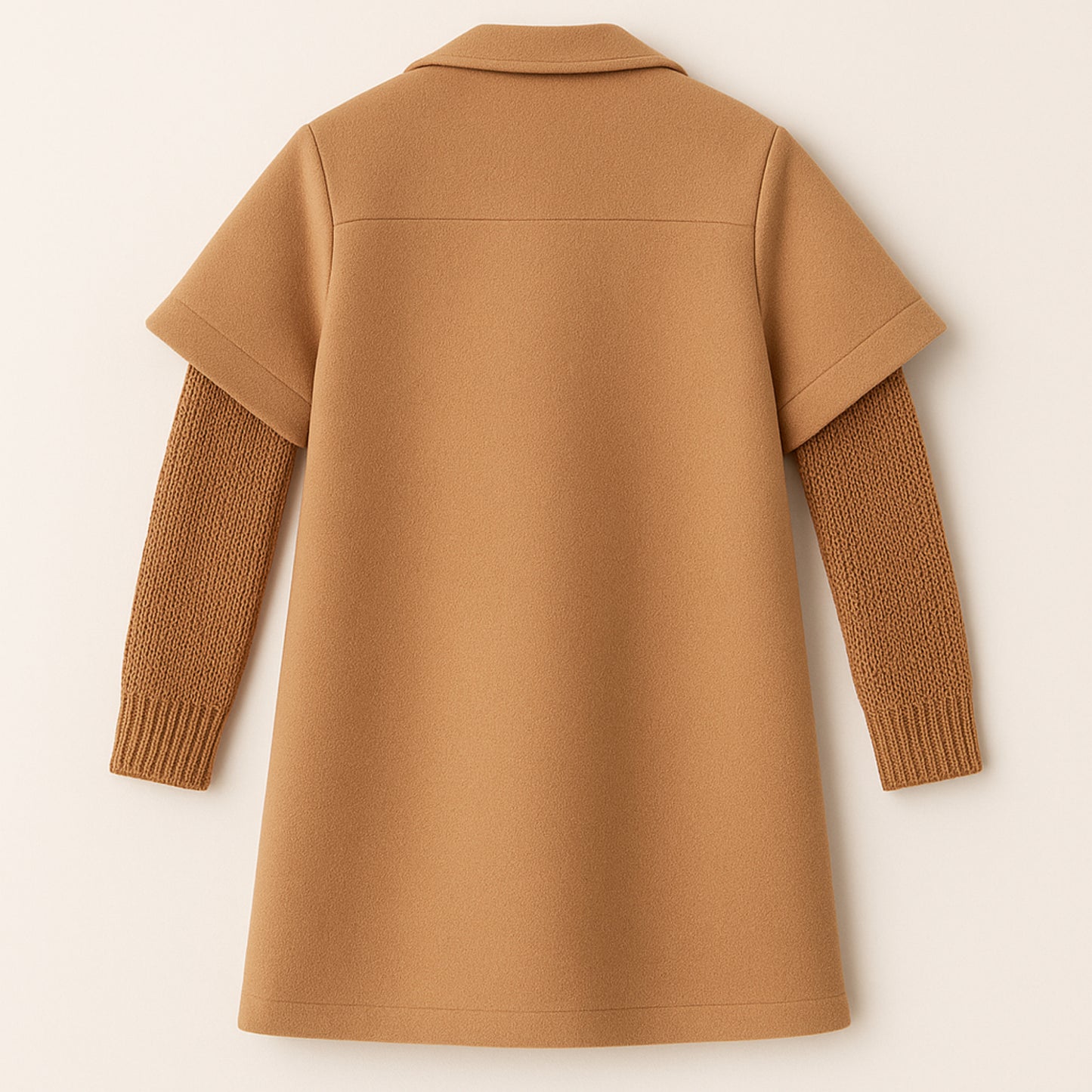Meisjes jas beige – korte mouwen met gouden knopen en zakken