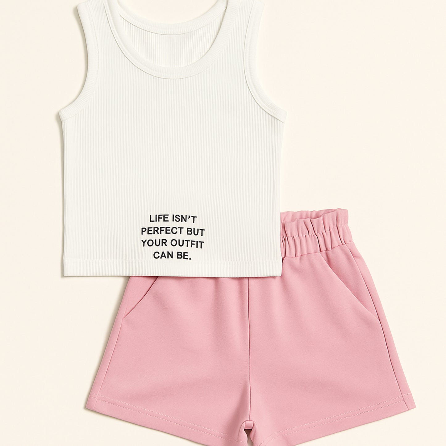 Meisjes Witte Crop Top en Mintgroene Shorts Zomerset