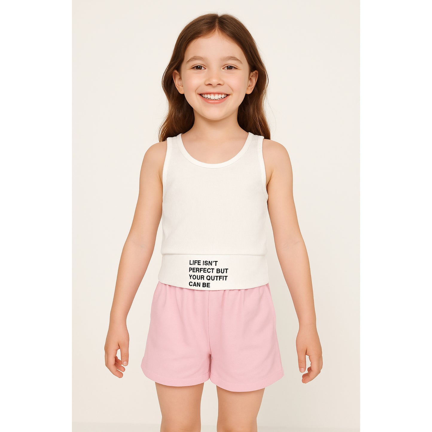 Meisjes Witte Crop Top en Mintgroene Shorts Zomerset