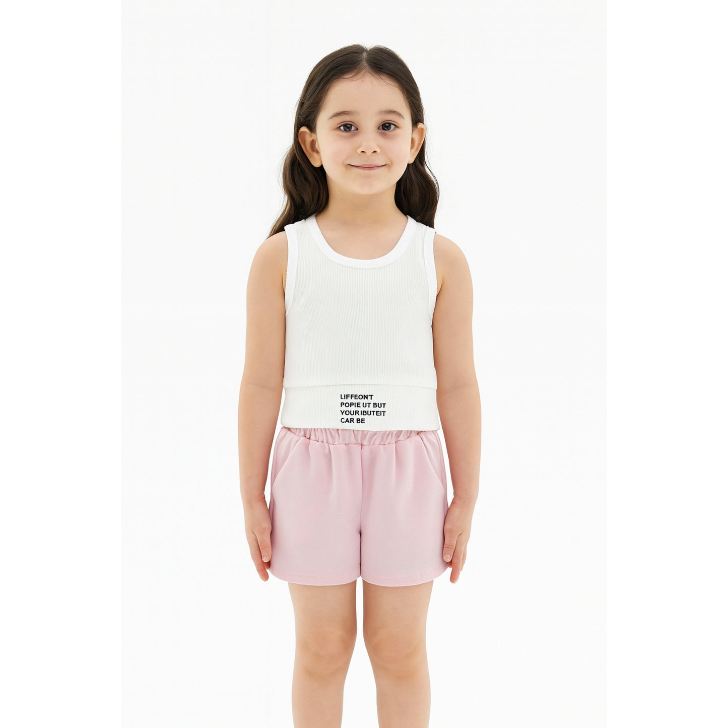 Meisjes Witte Crop Top en Mintgroene Shorts Zomerset