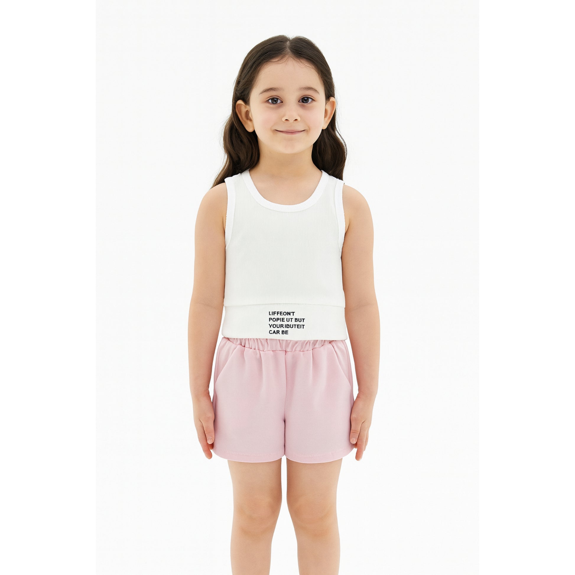 Meisjes Witte Crop Top en Mintgroene Shorts Zomerset